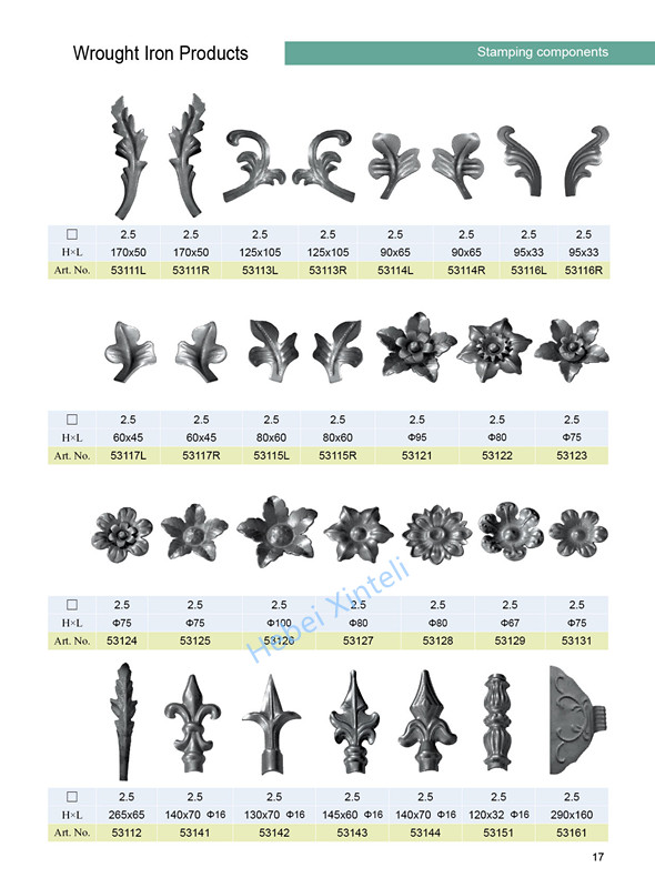 Stamping iron components for fence/garden